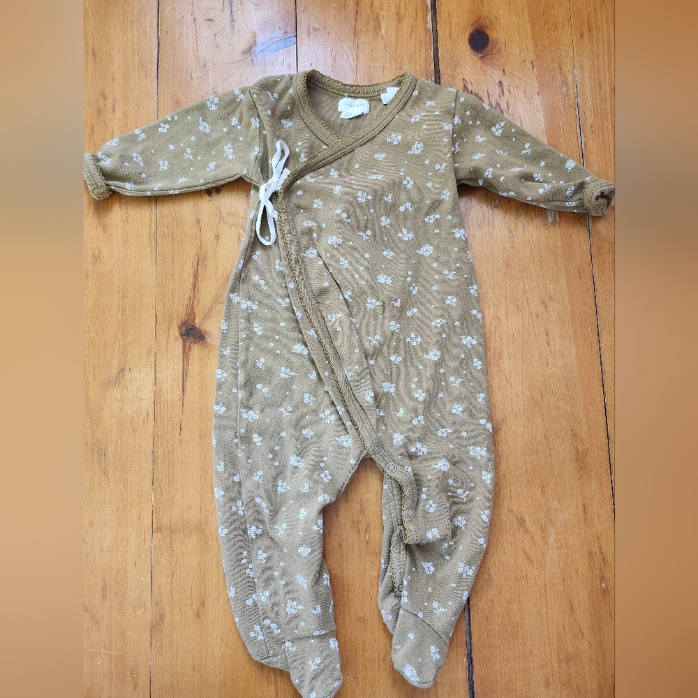 Jamie Kay Olive Onesie with Cream Floral Design